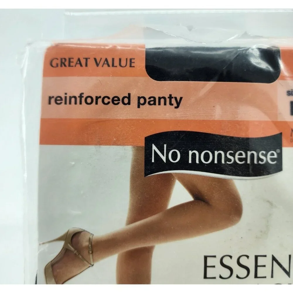 No Nonsense Essential Basics Reinforced Panty Sheer Toe Pantyhose Jet Black Sz B